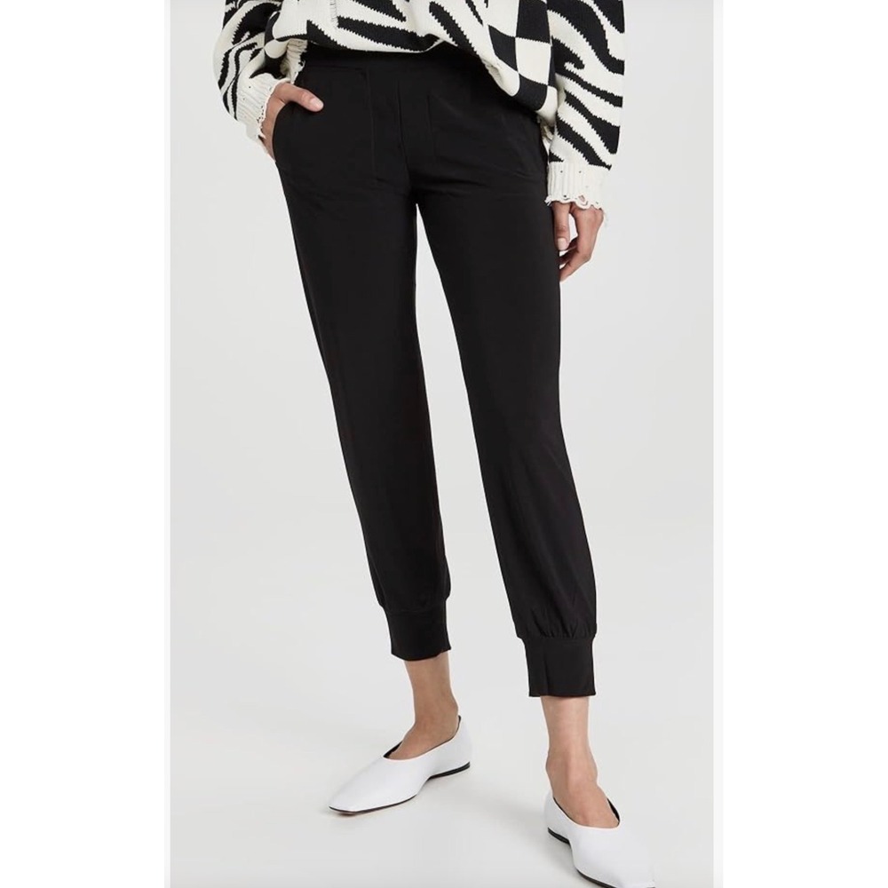Norma Kamali Jogger Pants Women Medium Black High Rise Stretch Pockets